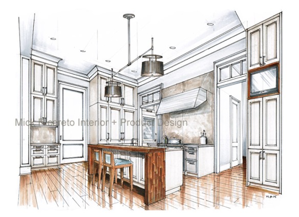 SieMatic Classic Beaux Arts Kitchen Rendering by Mick Ricereto